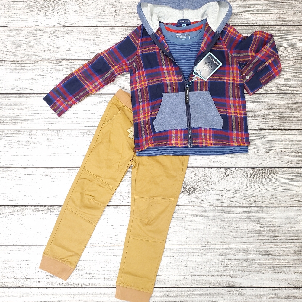 3-Piece Plaid Flannel Pant Set